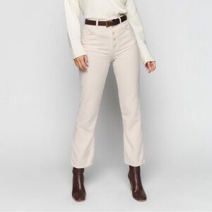 Reformation Cream Cynthia High Waist Button Fly Corduroy Pants